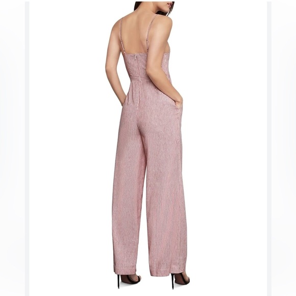 BCBGMAXAZRIA TIE-FRONT PINSTRIPED
JUMPSUIT Pantsuit Jumper Red & White SIZE 0 - Picture 15 of 15